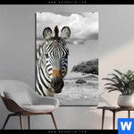 Bild Edelstahloptik Zebra In Afrika Hochformat Produktvorschau mit dem Bild Zebra in Afrika im Format Hochformat.