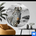 Bild Edelstahloptik Zebra In Afrika Rund Produktvorschau mit dem Bild Zebra in Afrika im Format Rund.