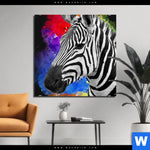 Bild Edelstahloptik Zebra Pop Art No 1 Quadrat Produktvorschau mit dem Bild Zebra Pop Art No.1 im Format Quadrat.