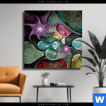 Leinwandbild Abstrakte Bunte Blasen Quadrat Produktvorschau mit dem Bild Abstrakte Bunte Blasen im Format Quadrat.