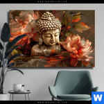 Leinwandbild Abstrakter Buddha Blumen Querformat Produktvorschau mit dem Bild Abstrakter Buddha & Blumen im Format Querformat.