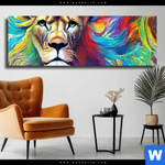 Leinwandbild Abstrakter Loewenkopf Panorama Produktvorschau mit dem Bild Abstrakter Löwenkopf im Format Panorama.