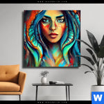 Leinwandbild Abstraktes Frauenportraet Hydra Quadrat Produktvorschau mit dem Bild Abstraktes Frauenporträt Hydra im Format Quadrat.