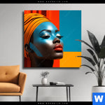 Leinwandbild Afrikanische Frau Mit Turban Quadrat Produktvorschau mit dem Bild Afrikanische Frau mit Turban im Format Quadrat.