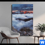 Leinwandbild Alpen Im Nebel Hochformat Produktvorschau mit dem Bild Alpen im Nebel im Format Hochformat.