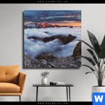Leinwandbild Alpen Im Nebel Quadrat Produktvorschau mit dem Bild Alpen im Nebel im Format Quadrat.