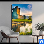 Leinwandbild Alte Burg Mit See Hochformat Produktvorschau mit dem Bild Alte Burg mit See im Format Hochformat.