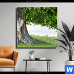 Leinwandbild Alte Linde Auf Sommerwiese Quadrat Produktvorschau mit dem Bild Alte Linde auf Sommerwiese im Format Quadrat.