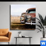 Leinwandbild Alte Rostige Autos Quadrat Produktvorschau mit dem Bild Alte rostige Autos im Format Quadrat.