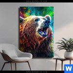 Leinwandbild Baer In Neonfarben Hochformat Produktvorschau mit dem Bild Bär in Neonfarben im Format Hochformat.