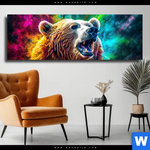 Leinwandbild Baer In Neonfarben Panorama Produktvorschau mit dem Bild Bär in Neonfarben im Format Panorama.