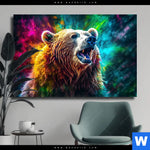 Leinwandbild Baer In Neonfarben Querformat Produktvorschau mit dem Bild Bär in Neonfarben im Format Querformat.