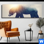 Leinwandbild Baer Wald No2 Panorama Produktvorschau mit dem Bild Bär & Wald No.2 im Format Panorama.