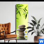 Leinwandbild Bambus Steine Schmal Produktvorschau mit dem Bild Bambus & Steine im Format Schmal.