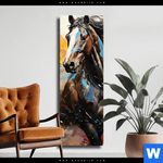 Leinwandbild Bella Abstraktes Pferdeportraet Schmal Produktvorschau mit dem Bild Bella - Abstraktes Pferdeporträt im Format Schmal.