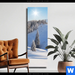 Leinwandbild Berge Und Waelder In Schnee Schmal Produktvorschau mit dem Bild Berge und Wälder in Schnee im Format Schmal.