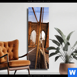 Leinwandbild Beruehmte Brooklyn Bridge Schmal Produktvorschau mit dem Bild Berühmte Brooklyn Bridge im Format Schmal.