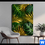 Leinwandbild Blaetter Gold Gruen Hochformat Produktvorschau mit dem Bild Blätter Gold Grün im Format Hochformat.