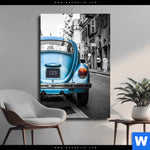Leinwandbild Blauer Oldtimer Hochformat Produktvorschau mit dem Bild Blauer Oldtimer im Format Hochformat.