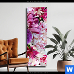 Leinwandbild Bluehende Pfingstrosen Schmal Produktvorschau mit dem Bild Blühende Pfingstrosen im Format Schmal.