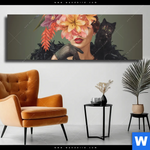 Leinwandbild Blumenportrait Einer Frau Panorama Produktvorschau mit dem Bild Blumenportrait einer Frau im Format Panorama.