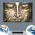 Leinwandbild Buddha Silber Gold Querformat