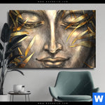 Leinwandbild Buddha Silber Gold Querformat Produktvorschau mit dem Bild Buddha Silber & Gold im Format Querformat.