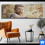 Leinwandbild Buddha Stille Des Seins Panorama Produktvorschau mit dem Bild Buddha - Stille des Seins im Format Panorama.