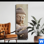 Leinwandbild Buddha Stille Des Seins Schmal Produktvorschau mit dem Bild Buddha - Stille des Seins im Format Schmal.