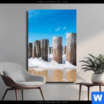 Leinwandbild Buhnen In Wellen Am Strand Hochformat Produktvorschau mit dem Bild Buhnen in Wellen am Strand im Format Hochformat.