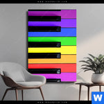 Leinwandbild Bunte Klaviertasten Hochformat Produktvorschau mit dem Bild Bunte Klaviertasten im Format Hochformat.