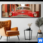 Leinwandbild Bunte Vintage Oldtimer Panorama Produktvorschau mit dem Bild Bunte vintage Oldtimer im Format Panorama.