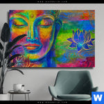 Leinwandbild Bunter Buddha No 2 Querformat Produktvorschau mit dem Bild Bunter Buddha No.2 im Format Querformat.