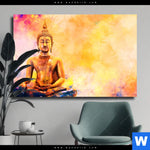 Leinwandbild Bunter Buddha No 3 Querformat Produktvorschau mit dem Bild Bunter Buddha No.3 im Format Querformat.