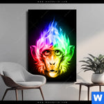 Leinwandbild Bunter Feuer Affe Hochformat Produktvorschau mit dem Bild Bunter Feuer-Affe im Format Hochformat.
