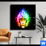 Leinwandbild Bunter Feuer Affe Quadrat Produktvorschau mit dem Bild Bunter Feuer-Affe im Format Quadrat.