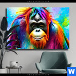 Leinwandbild Bunter Orang Utan Querformat Produktvorschau mit dem Bild Bunter Orang-Utan im Format Querformat.