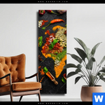 Leinwandbild Die Weltkarte Der Gewuerze Schmal Produktvorschau mit dem Bild Die Weltkarte der Gewürze im Format Schmal.