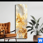 Leinwandbild Edle Farbexplosion Gold Schmal Produktvorschau mit dem Bild Edle Farbexplosion Gold im Format Schmal.