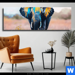 Leinwandbild Elefant Farben Der Wildnis Panorama Produktvorschau mit dem Bild Elefant - Farben der Wildnis im Format Panorama.