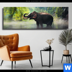 Leinwandbild Elefant Im Wasser Panorama Produktvorschau mit dem Bild Elefant im Wasser im Format Panorama.