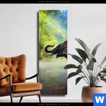 Leinwandbild Elefant Im Wasser Schmal Produktvorschau mit dem Bild Elefant im Wasser im Format Schmal.