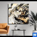 Leinwandbild Elegantes Gold Schwarzes Portraet Quadrat Produktvorschau mit dem Bild Elegantes gold-schwarzes Porträt im Format Quadrat.