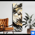 Leinwandbild Elegantes Gold Schwarzes Portraet Schmal Produktvorschau mit dem Bild Elegantes gold-schwarzes Porträt im Format Schmal.