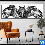 Leinwandbild Eule Auf Ast Panorama Produktvorschau mit dem Bild Eule auf Ast im Format Panorama.