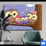 Leinwandbild Eulenfamilie Querformat Produktvorschau mit dem Bild Eulenfamilie im Format Querformat.