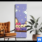 Leinwandbild Eulenfamilie Schmal Produktvorschau mit dem Bild Eulenfamilie im Format Schmal.