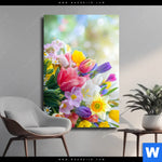 Leinwandbild Farbenfrohe Fruehlingsblueten Hochformat Produktvorschau mit dem Bild Farbenfrohe Frühlingsblüten im Format Hochformat.
