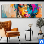 Leinwandbild Farbexplosion Portraet Lola Panorama Produktvorschau mit dem Bild Farbexplosion - Porträt Lola im Format Panorama.