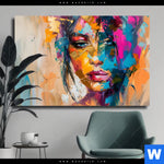 Leinwandbild Farbexplosion Portraet Lola Querformat Produktvorschau mit dem Bild Farbexplosion - Porträt Lola im Format Querformat.